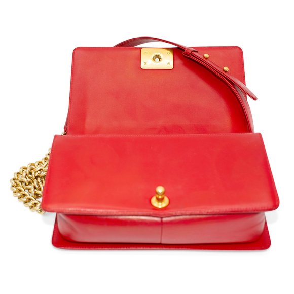 Chanel Boy Bag Red With Gold Hardware - Picture 6 of 10
